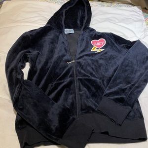 Juicy couture black velvet hoodie Black size XL.  New without tags